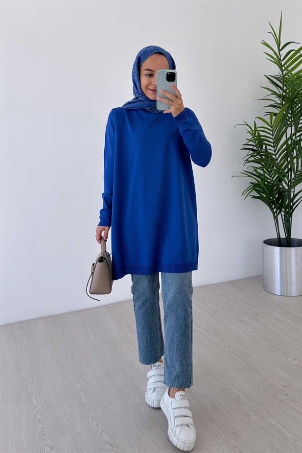 Basic Merserize Tunik - Saks Mavi