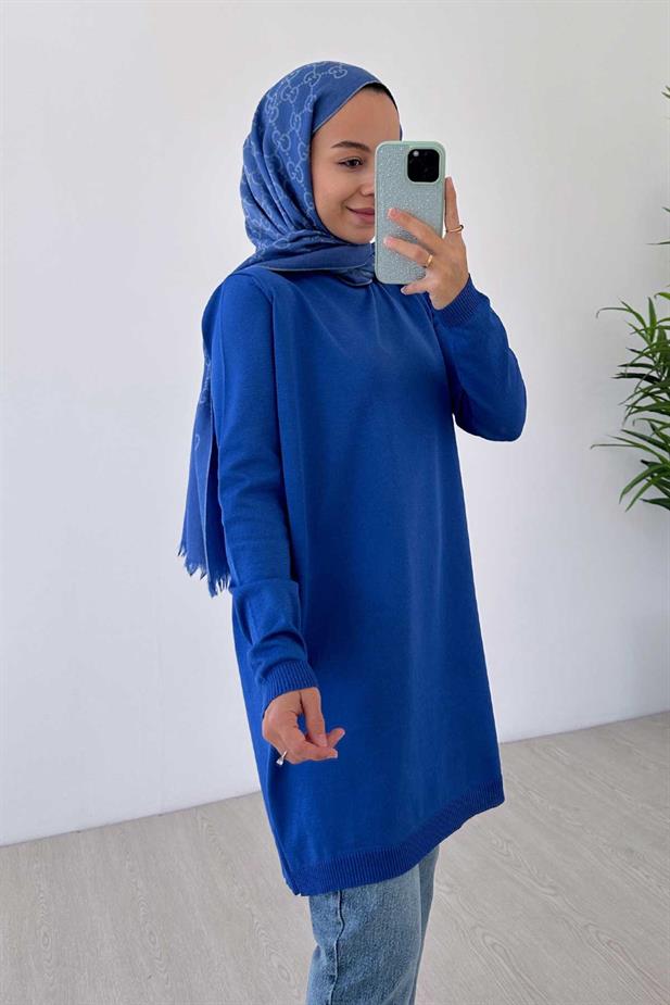 Basic Merserize Tunik - Saks Mavi