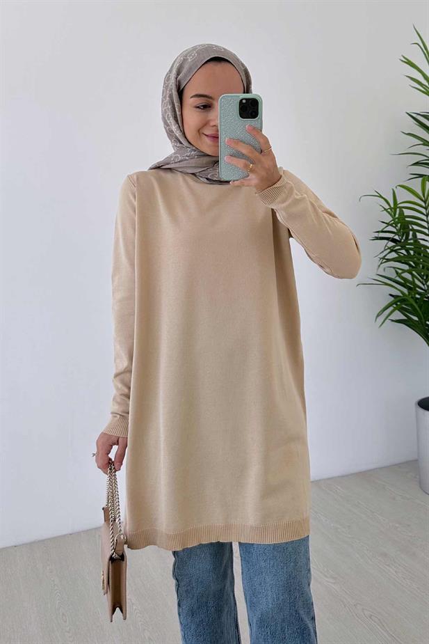 Basic Merserize Tunik - Sütlü Kahve