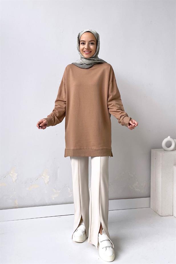 Basic Sweatshirt - Sütlü Kahve