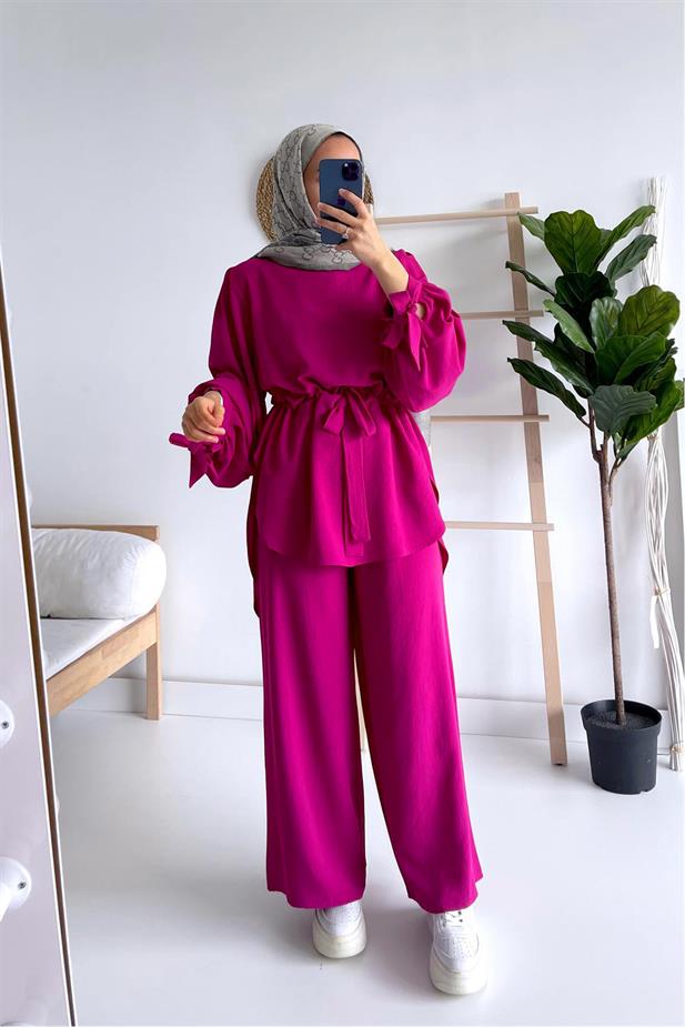 Beli Kuşaklı Takım - Fuşya