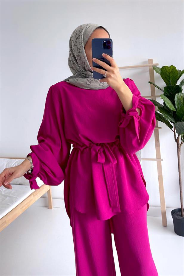 Beli Kuşaklı Takım - Fuşya