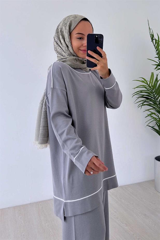 Biye Detay Merserize Takım - Gri