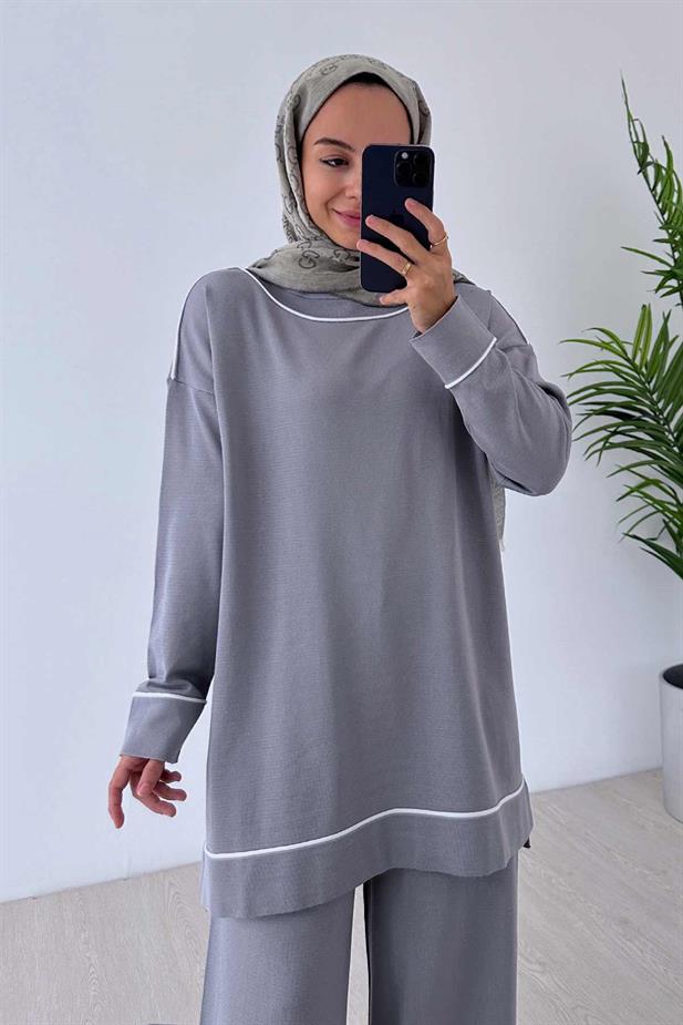 Biye Detay Merserize Takım - Gri