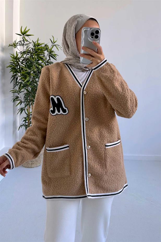 Buklet Triko Hırka - Camel