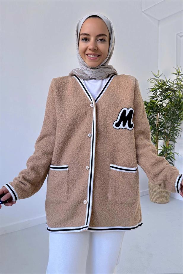 Buklet Triko Hırka - Camel