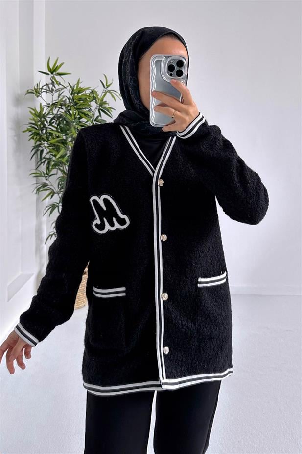 Buklet Triko Hırka - Siyah