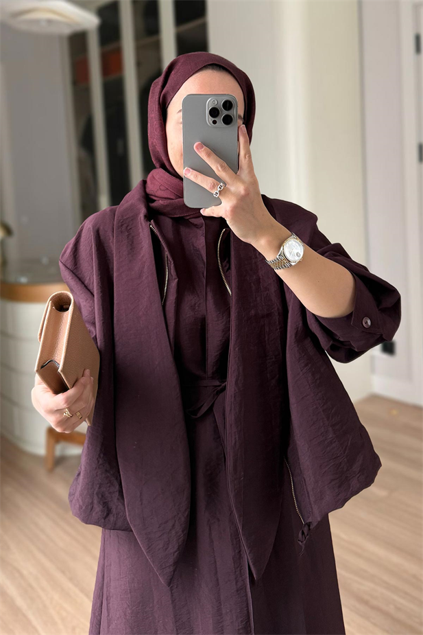 Ceketli Elbise Takım - Bordo