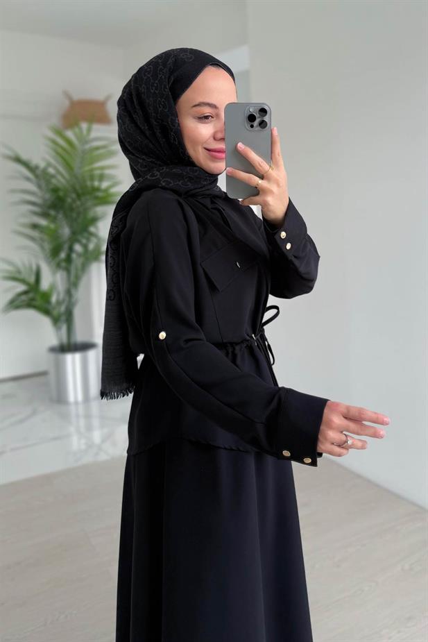 Cep Detay Etekli Takım - Siyah