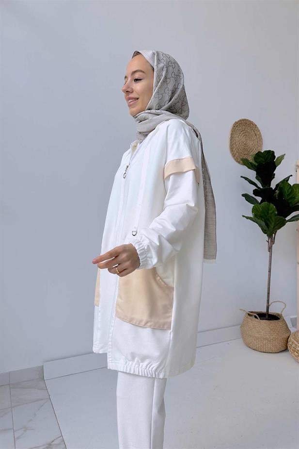 Cep Detay Takım - Beyaz