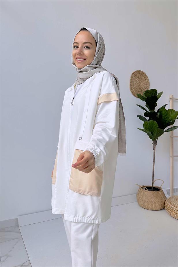 Cep Detay Takım - Beyaz