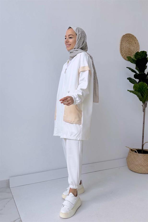 Cep Detay Takım - Beyaz