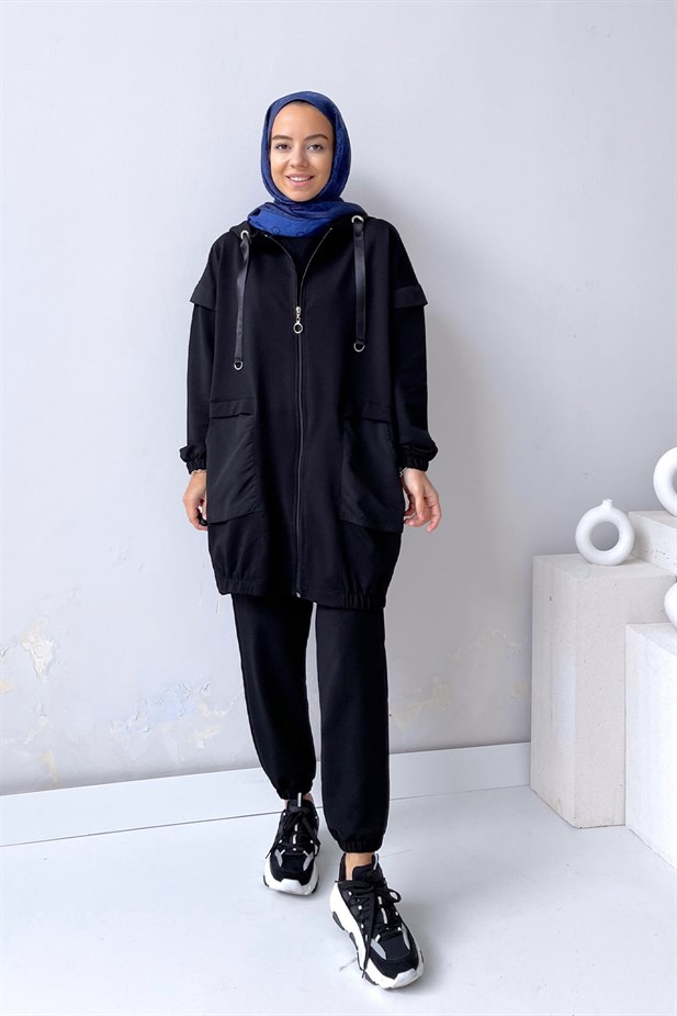 Cep Detay Takım - Siyah