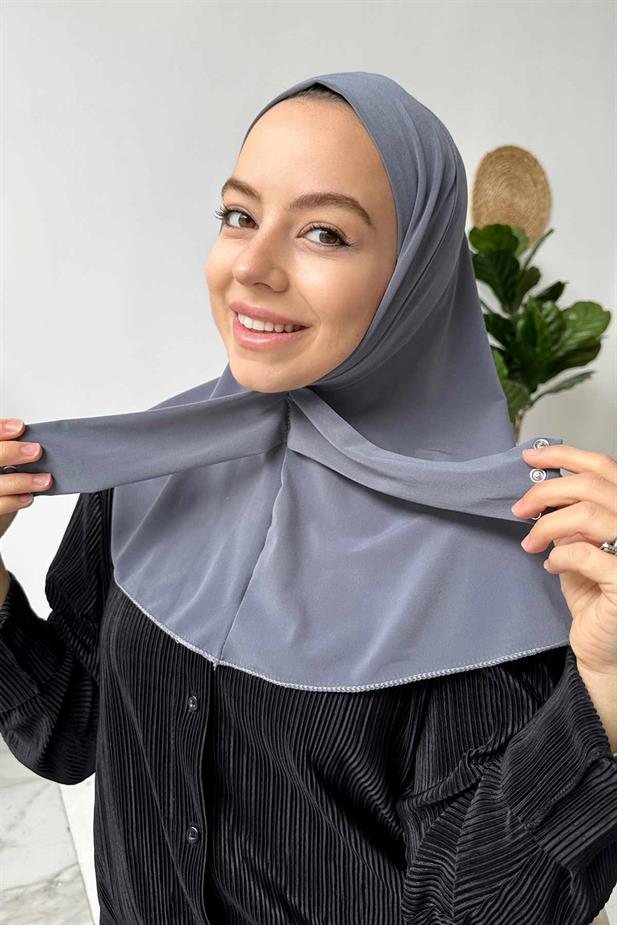 Çıtçıtlı Bone - Gri