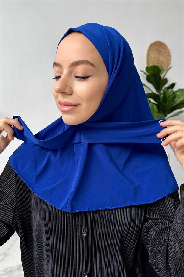 Çıtçıtlı Bone - Saks Mavi