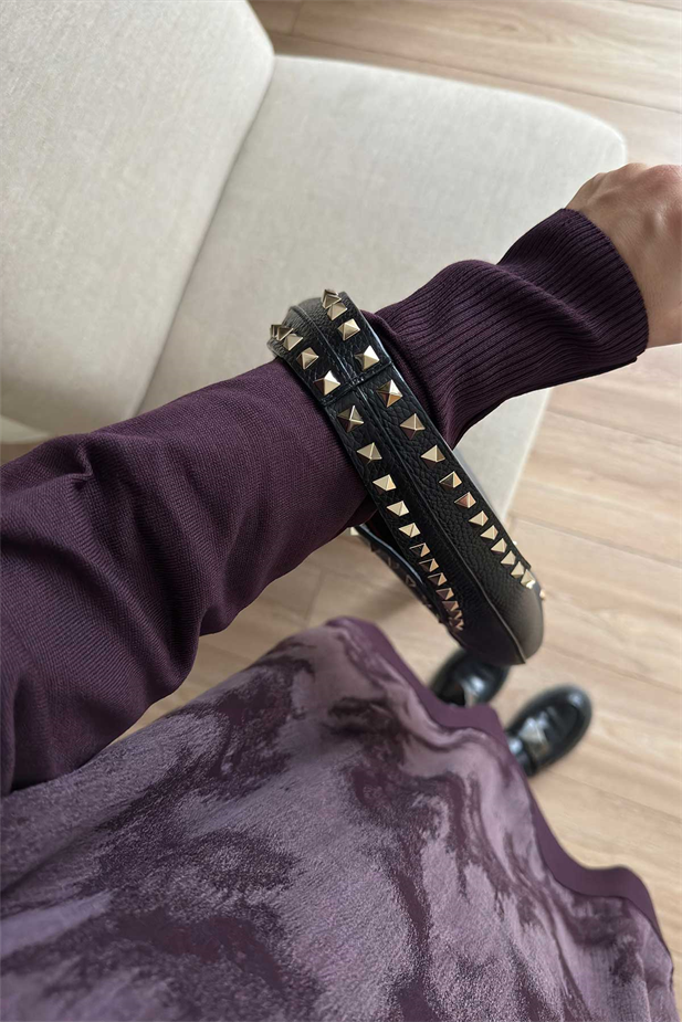 Desenli İpek Cupra Merserize Tunik - Mürdüm