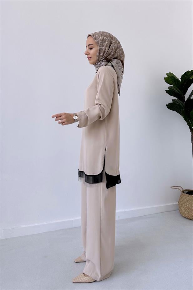 Etek Ucu Zincir Takım - Bej