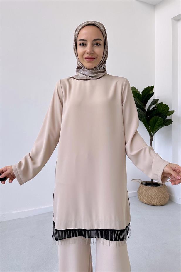 Etek Ucu Zincir Takım - Bej