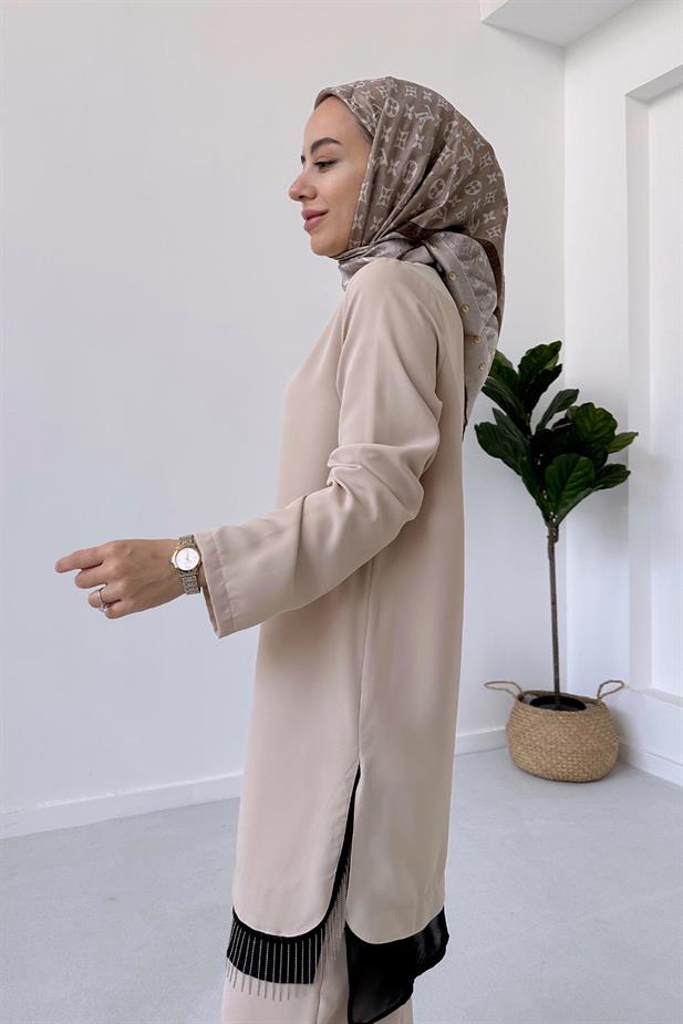 Etek Ucu Zincir Takım - Bej