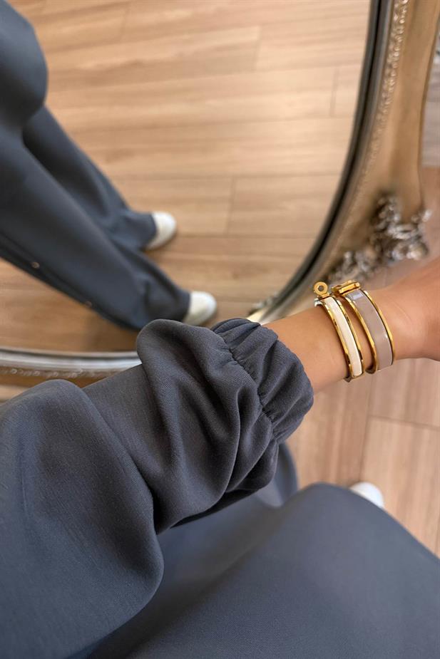 Gold Düğme Detay Modal Takım - Antrasit