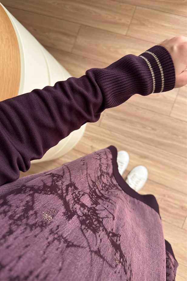 Gold Fermuar İpek Cupra Merserize Tunik - Mürdüm