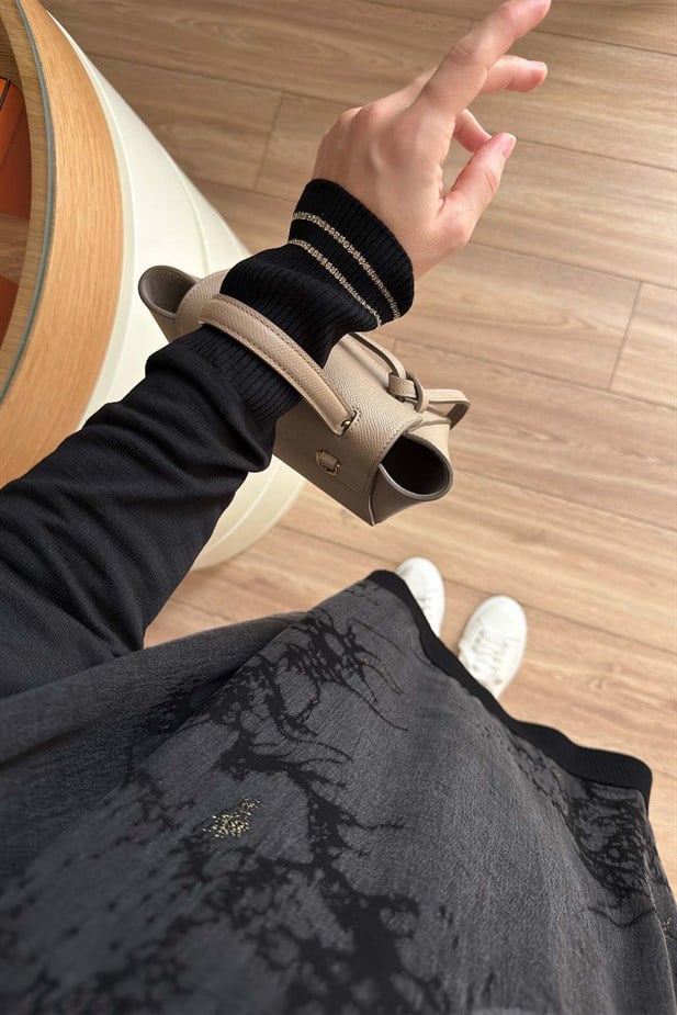 Gold Fermuar İpek Cupra Merserize Tunik - Siyah