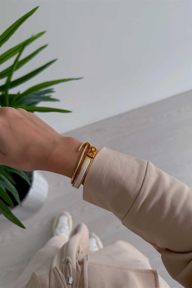 İp Bağlama Çift Cep Kapaklı İki İplik Takım - Bej