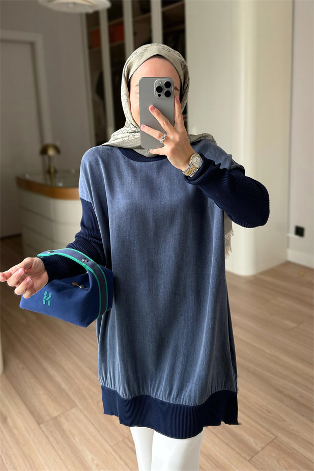 İpek Cupra Merserize Tunik - Lacivert