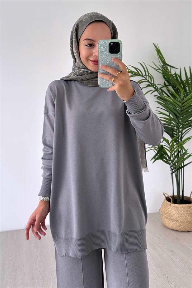 Işıltılı Merserize Takım - Gri