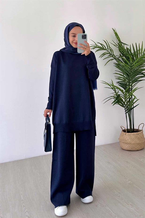 Işıltılı Merserize Takım - Lacivert