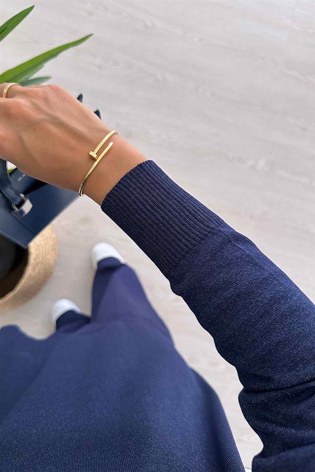 Işıltılı Merserize Takım - Lacivert