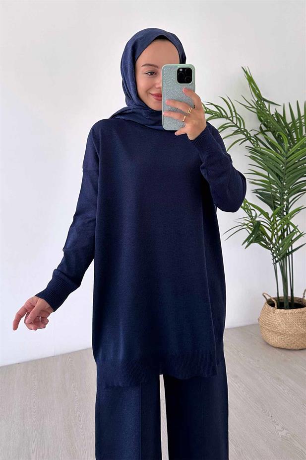 Işıltılı Merserize Takım - Lacivert