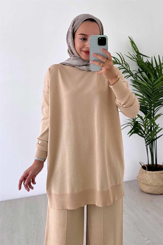 Işıltılı Merserize Takım - Sütlü Kahve