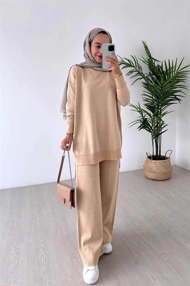 Işıltılı Merserize Takım - Sütlü Kahve