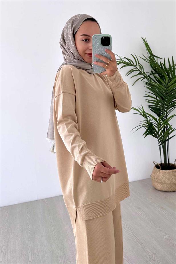 Işıltılı Merserize Takım - Sütlü Kahve