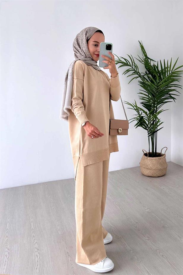 Işıltılı Merserize Takım - Sütlü Kahve