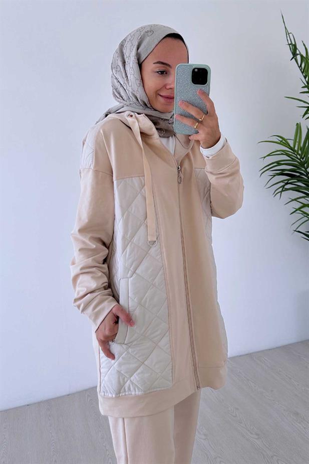 Kapitoneli İki İplik Takım - Bej