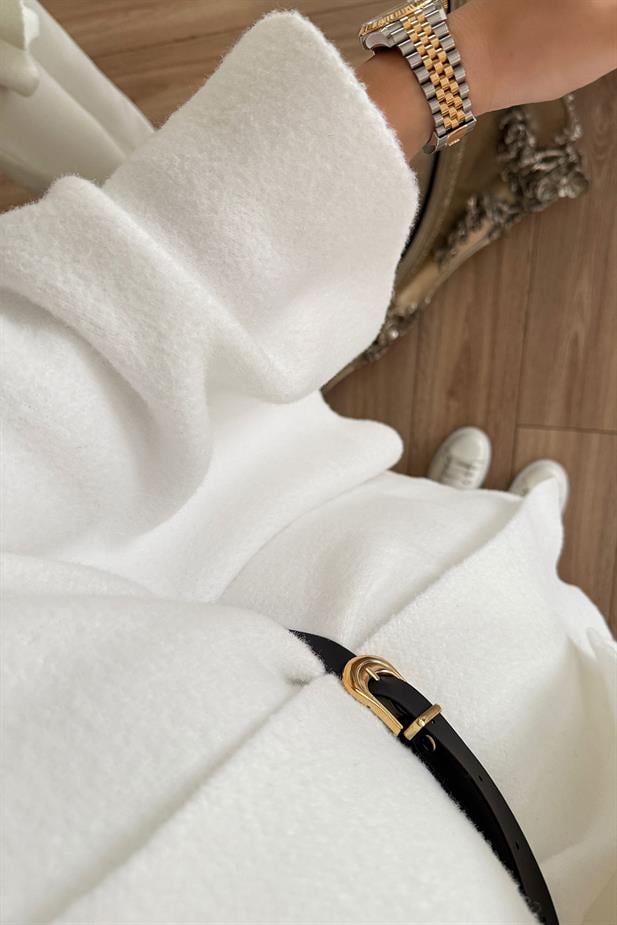 Kemerli Sakallı Panço - Beyaz