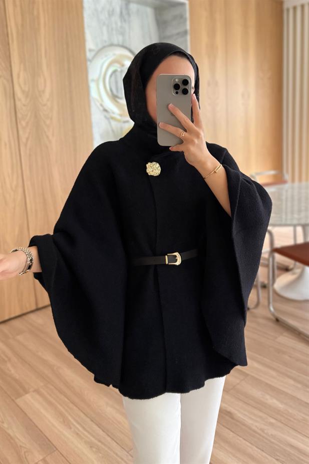 Kemerli Sakallı Panço - Siyah