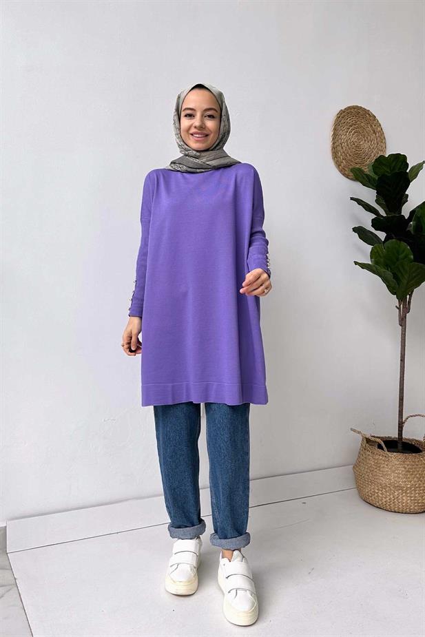 Kol Detay Merserize Tunik - Lila