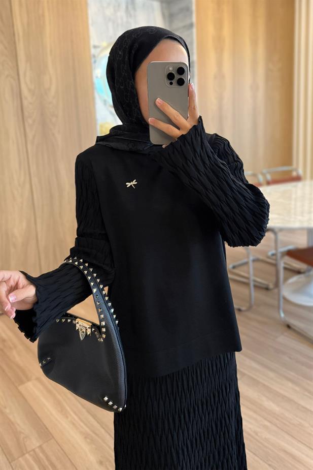 Lady Etekli Merserize Takım - Siyah