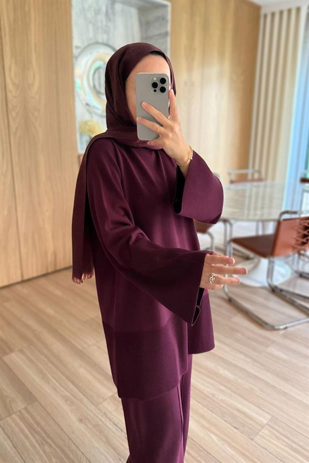 Liora Premium Rayon Takım - Bordo