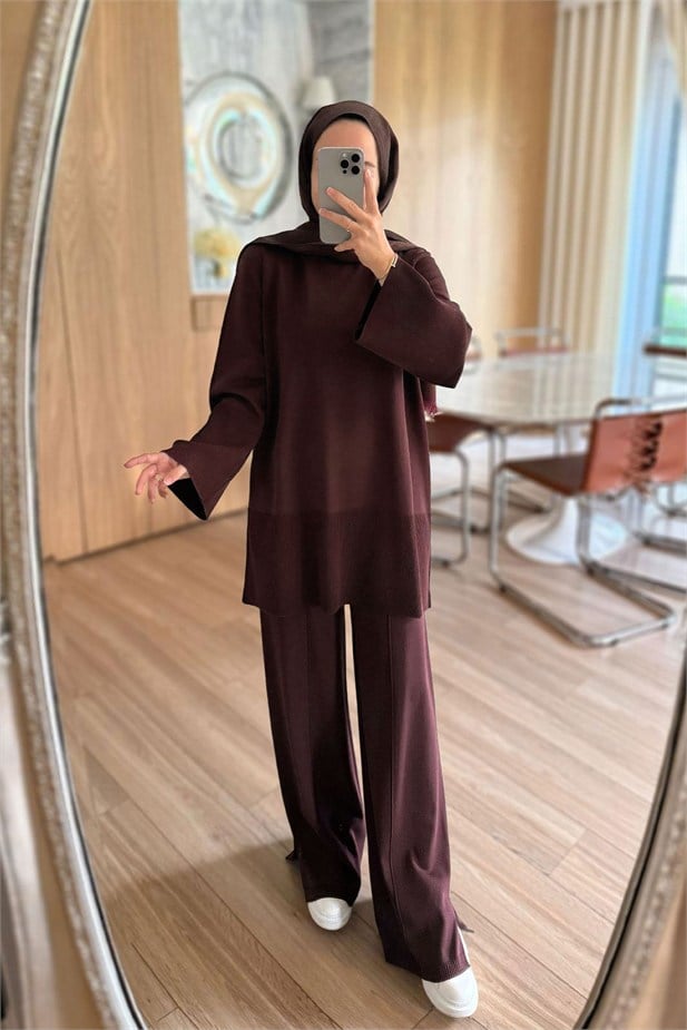 Liora Premium Rayon Takım - Kahverengi