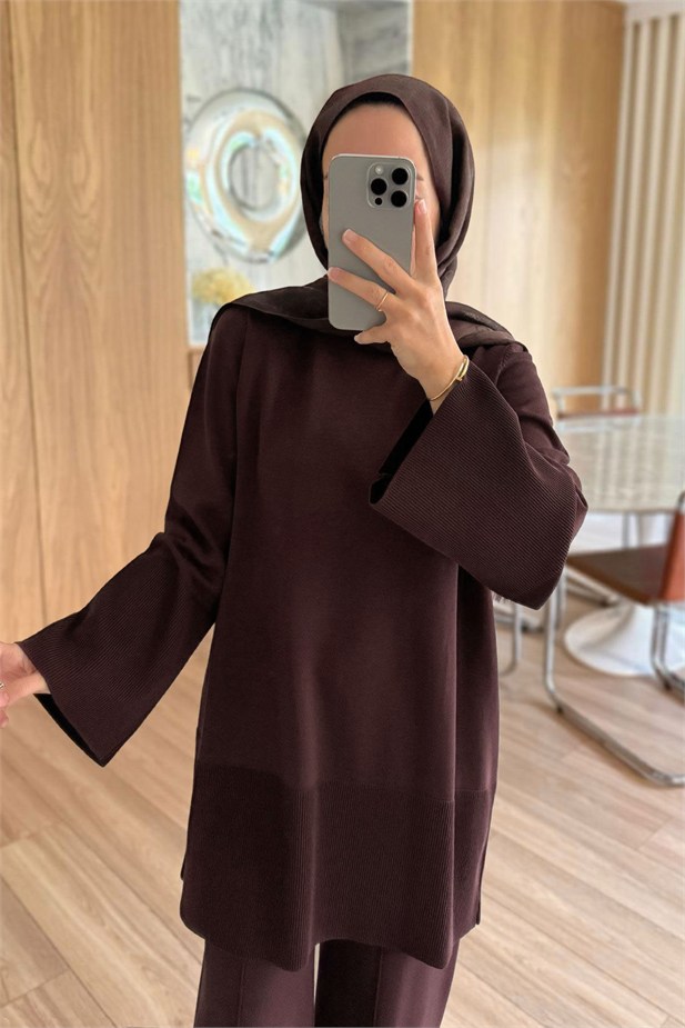 Liora Premium Rayon Takım - Kahverengi