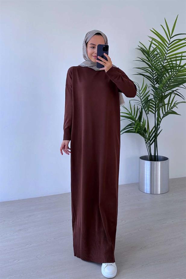 Merserize Elbise - Kahverengi