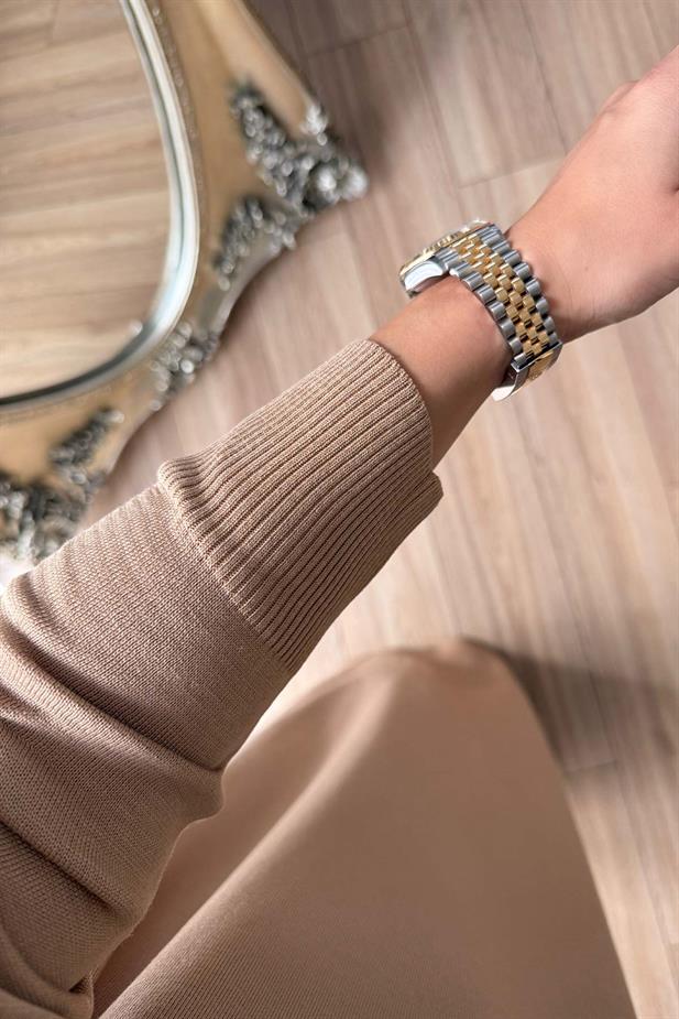 Merserize Elbise - Sütlü Kahve