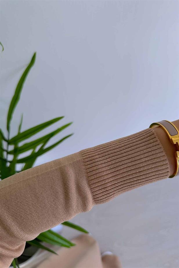 Merserize Elbise - Sütlü Kahve