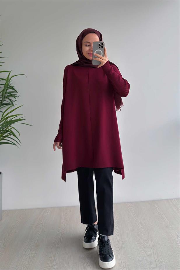 Mira Merserize Tunik - Bordo