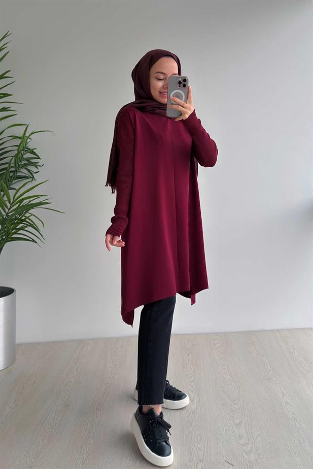 Mira Merserize Tunik - Bordo