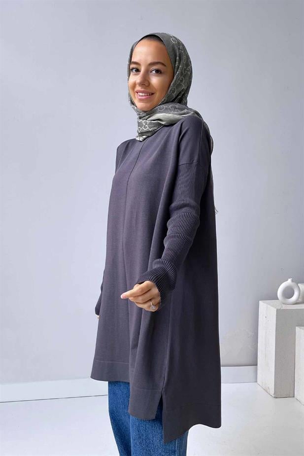 Mira Merserize Tunik - Füme